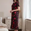 Nueva Bata de Noche para Mujer con Estampado de Corazones de la Fábrica Original, Estilo Delgado de Verano, Exportación del Sudeste Asiático, Ropa de Casa Casual de Longitud Media