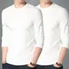 Camiseta masculina de manga longa, nova coleção primavera/outono 2026, base elástica, gola redonda, versátil e moderna