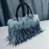 Bolso de peluche de piel sintética de estilo europeo y americano, bolso de mano suave de piel artificial, bolso de compras, bolso de mano de piel de mapache sintética de gran capacidad.