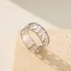Anel de abertura geométrica à prova d'água em aço titânio, não desbota, best-seller transfronteiriço, anel feminino em aço inoxidável 18k, estilo INS