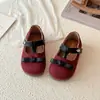 Sapatos Mary Jane para Meninas Outono Novo Estilo Solado Macio Sapatos Pequenos de Couro Sapatos Individuais de Princesa para Bebê Fivela Mágica Adesivo Sapatos Rasos