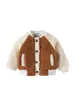 Chaqueta de Uniforme de Béisbol Gruesa de Felpa de Color Sólido de Manga Larga de Invierno Europea y Americana para Niños Prendas para Niños Ins