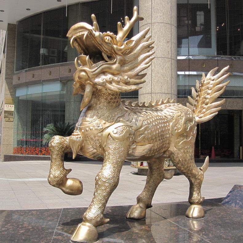 铜麒麟雕塑门口摆件