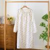 Vestido de Algodão Feminino de Manga Longa de Verão Simples plus size Dupla Camada Gaze Decote V Vestido Princesa Vestido de Casa Pijama de Casa