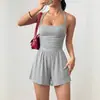 Amazon Europeo y Americano Transfronterizo 2026 Verano Nuevo Mono Corto Casual sin Tirantes para Mujer Pierna Ancha Ajuste Holgado