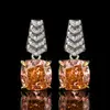 Zhuangshengsheng Joias Flor de Gelo Corte Cobre Inlaid Padparadscha Conjunto de Joias de Luxo Leve para Mulheres 12*12*10*10 Atacado