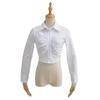 Primavera e Outono Novo Estilo Europeu e Americano Pequena Lapela Plissada Base Camisa Feminina Nova Cor Sólida Polo Gola Camiseta Camisa