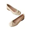 Zapatos Mary Jane Beige con Lazo para Mujer, Nuevo Estilo Otoño 2026, Zapatos de Cuero Slip-On de Suela Blanda, Modernos