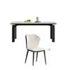 Juego de mesa de comedor para el hogar con tablero de losa de roca y sillas, estilo vintage de lujo ligero, adecuado para espacios pequeños, rectangular, mesa de comedor moderna y simple