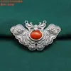 Plata de Ley S925 Piedra Incrustada Mariposa Accesorios Vintage Desgastado Lapislázuli Ágata Rojo del Sur Material para Collar Hecho a Mano DIY Joyería
