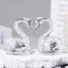 Cisne de cristal al por mayor en stock en rosa y blanco con cuello sólido, decoración del hogar, regalo del Día de San Valentín, cisne de cristal