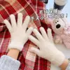 Luvas de Ciclismo Quentes com Forro de Fleece Fofinho Luvas de Lã Pelúcia Tricotadas para Outono e Inverno Estudantes Femininas Cinco Dedos Fabricante