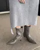 Botines de Aguja Puntiagudos con Forma de Corazón Dulce y Fresco Estilo Vintage Chuyuji para Mujer, Botas de Moda Versátiles con Pedrería Estilo Francés