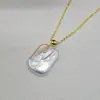 Pendientes de Perla Barroca de Forma Especial al por Mayor Plata S925 Pendientes Cuadrados de Perla de Agua Dulce Blancos Simples y Versátiles