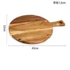 Tabla redonda de madera para pizza con asa, tabla de cortar para uso en la cocina, tabla para pan para hornear en casa, tabla de cortar de madera maciza, plato para bistec