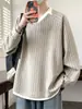 Marca de moda estilo americano, sudadera de dos piezas para hombre, nueva colección de otoño, jersey con bloques de color y cuello en V, corte holgado, talla grande, camiseta de manga larga para hombre