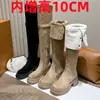 Altura Interna 10CM Botas Femininas Marrom 2024 Novas Botas de Uso Duplo Tamanho Pequeno Sola Grossa Para Pernas Grossas Botas Acima do Joelho Tamanho 33