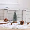 Árbol de Navidad Mini Transfronterizo con Agujas de Pino Cubiertas de Nieve, Decoraciones Navideñas, Adornos para Árbol de Navidad de Mesa con Flocado de Agujas de Pino