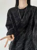 Moletom Redondo Tie-Dye Estampado Damasco Masculino Inverno Estilo Hong Kong Manga Longa Camiseta Top Pesado Americano para Casal