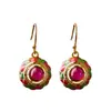 Brincos de Prata Fashion Personalidade Tendência Nacional Estilo Étnico Prata S925 Esmalte Coríndon Vermelho Brincos Pendentes para Mulheres Novos Brincos Estilo Chinês