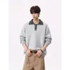 Outono/Inverno 2026 Novo Suéter Masculino Pesado com Gola Polo Estilo Clássico Casual Coreano Malha Elegante