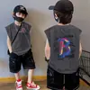 Camiseta sin mangas versátil y elegante para niños, Chaleco moderno para niños, Top simple fino y holgado de verano para niños