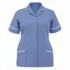 Conjunto de uniforme de trabalho leve para verão, de manga curta, para clínicas e pet shops, com gola de terno e design respirável