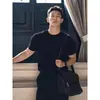 Camiseta lisa de cor sólida, peso pesado 280g, corte regular, manga curta para homens, corte slim, estilo verão, tecido Sorona, top estilo americano, moderno