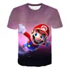 Estação Independente Tamanho Europeu Estilo Coreano Filme Mario Estampa 3D Camiseta de Manga Curta Camiseta Casual Solta de Manga Curta para Crianças com Gola Redonda