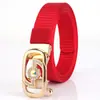 Cinturón de nailon con hebilla automática de 2,5 cm, color rojo coreano, combinable con todo, para mujer, con hebilla Love, para mujer, de lona, color fruta.