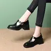 Zapatos Vintage de Camelia para Mujer 2026 Nuevo Otoño Punta Cuadrada Correa en T Mary Jane Suela Gruesa Zapatos de Una Sola Pieza Zapatos Pequeños de Cuero para Mujer para Uso en Exteriores