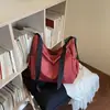 Bolsa de Lona Xadrez Transfronteiriça para Mulheres, Grande Capacidade, Nova Bolsa de Ombro Transversal Casual Primavera/Verão 2026, Bolsa Tote para Estudantes Universitários