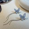 Pendientes de borla de plata con mariposa de circonita, dulces y exquisitos, estilo femenino, ligeros, de lujo, de alta gama, retro, combinables con todo.