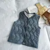 Essencial para Uniforme Escolar Quente e que Retém Calor~ Colete Térmico de Lã Acolchoado Infantil e Calça de Algodão Espessa de Três Camadas para Meninos e Meninas