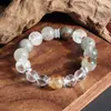 Nuevo Pulsera de Cristal Fantasma Verde con Cuentas Pulsera de Empalme de Cristal Amarillo Torre para Mujer Joyería de Mano de Gama Alta Venta al por Mayor Douyin