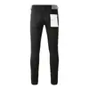 Tendencia transfronteriza simple marca de moda otoño nuevo estilo negro rodilla con corte rasgado ajustados elásticos skinny jeans hombre