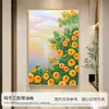 Pinturas al Óleo Pintadas a Mano para Decoración de Entrada, Murales de Pared Tridimensionales Hechos a Mano para Pasillo, Murales de Flores de Rosa, Venta al por Mayor de Comercio Exterior
