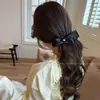 Elegante pinza para el pelo con lazo en la nuca, pequeña pinza tipo banana de malla de encaje estilo Chanel, pinza negra para peinado semi-recogido para mujer