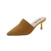 Pantuflas para Mujer Zapatos Nuevos de Mujer Verano Moda Coreana Baotou Medio Zapatillas Tacón de Aguja para Mujer Baotou Sandalias Tejidas con Mosca