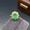 Anillo de Esmeralda Natural al por Mayor de Fábrica Plata S925 Incrustado Piedra Principal 8*10 Joyería de Lujo Venta Directa de Fábrica Piedra Preciosa