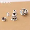 Joyería de Plata S925 Accesorios DIY Plata Tailandesa Antigua Retro Calada Pagoda Florero Versátil Borla de Pulsera Sombrero