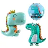 Nuevo globo de aluminio con forma de dinosaurio, diseño de corona, ideal para cumpleaños infantiles, globo decorativo de papel de aluminio con forma de dinosaurio.