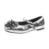 Sapatos Rasos com Strass Estilo Fogos de Artifício Franceses, Sapatos Mary Jane Gentis de Bico Quadrado Fechados com Uma Única Tira, Combinados com um Vestido