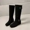 Botas de mujer adelgazantes estilo coreano hasta la pantorrilla, moda versátil de otoño retro, hebilla de moda 2026