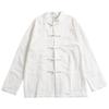Camisa de Lino y Algodón de Manga Larga para Hombre Estilo Chino con Hebilla Estilo Chino Nuevo Retro Primavera y Otoño Chaqueta de Cuello de Lino para Hombre