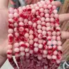 Cuentas Sueltas de Calcedonia Gradiente Rojo Rosa Natural Hilo de Cuentas Pulsera Joyería Collar Accesorios DIY Productos Semiacabados