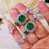 Pendientes de Plata 925 con Aguja Incrustados de Calcedonia Verde Hielo, Pendientes de Estilo Chino Nuevo Color Jade, Pendientes de Ágata Verde Hielo Transparente Jade