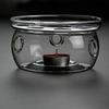 Juego de té caliente con aislamiento térmico de vidrio al por mayor, juego de té caliente para calentar el hogar, base de tetera de flores con estufa de vela