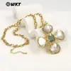 Wt-Jn346 Colgante Forma de Cruz de Molino de Viento con Concha, Amatista y Turquesa Cadena Delgada Collar Unisex