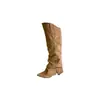 Outono/Inverno 2026 Novo Estilo Bico Fino Salto Bloco Salto Alto Elegante Moda Francesa Camurça Botas Longas e Botas Túnica